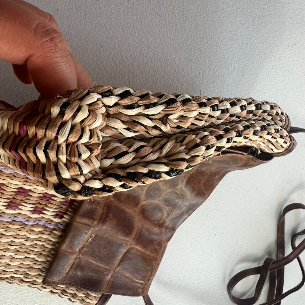 Paola Del Lungo Purse Handwoven Raffia Leather Top and Strap - Picture 9 of 12